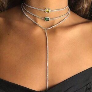NEW Yellow, Blue, Green Gemstone Choker Necklace